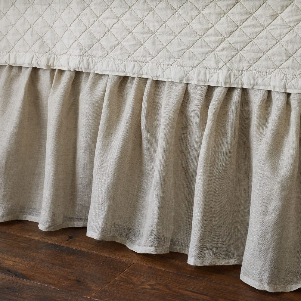 Taylor Linens Linen Voile Natural Gathered Bed Skirt